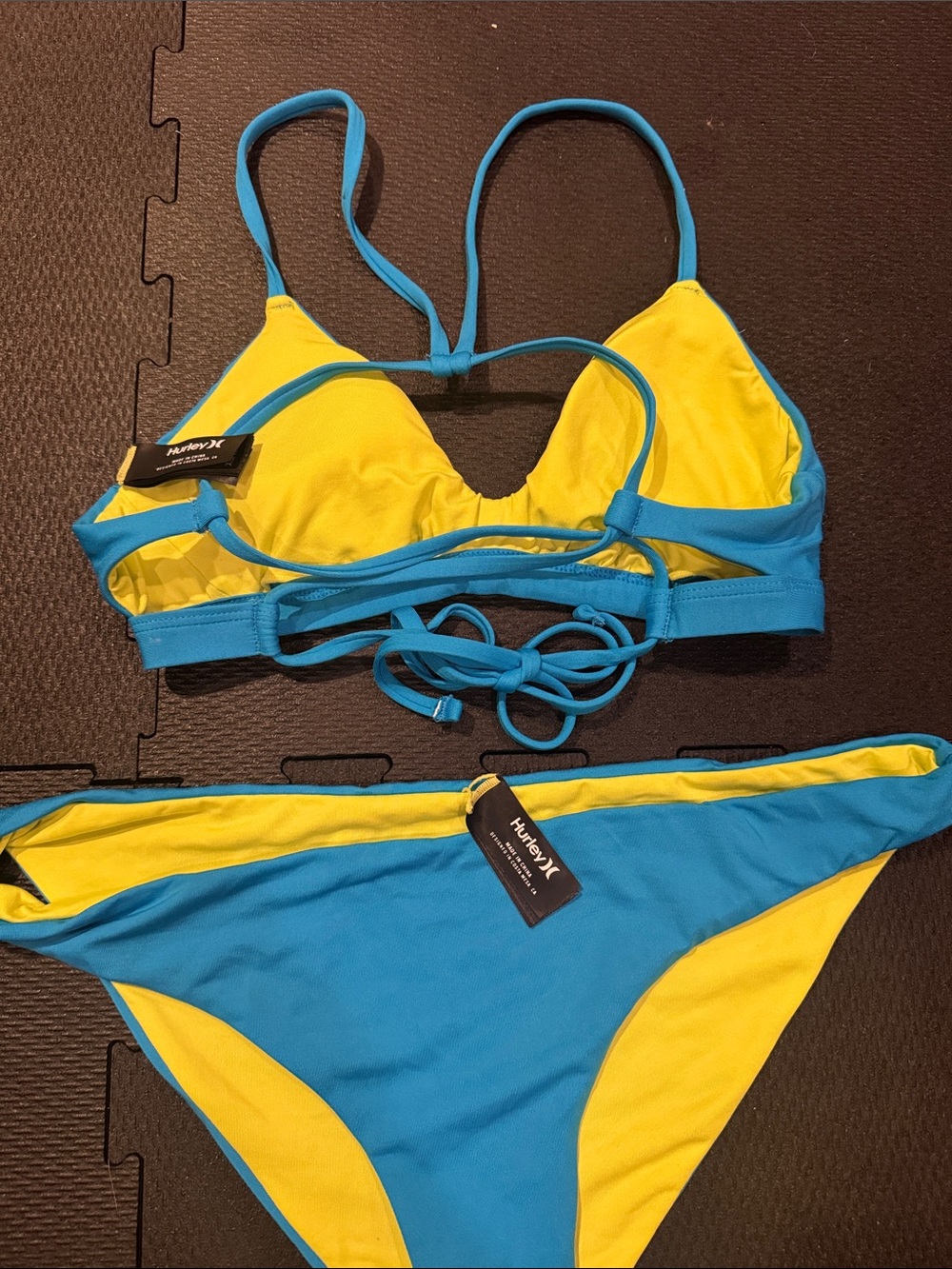Hurley Blue & Yellow Reversible Women's Bikini Set - Picture 2 of 2